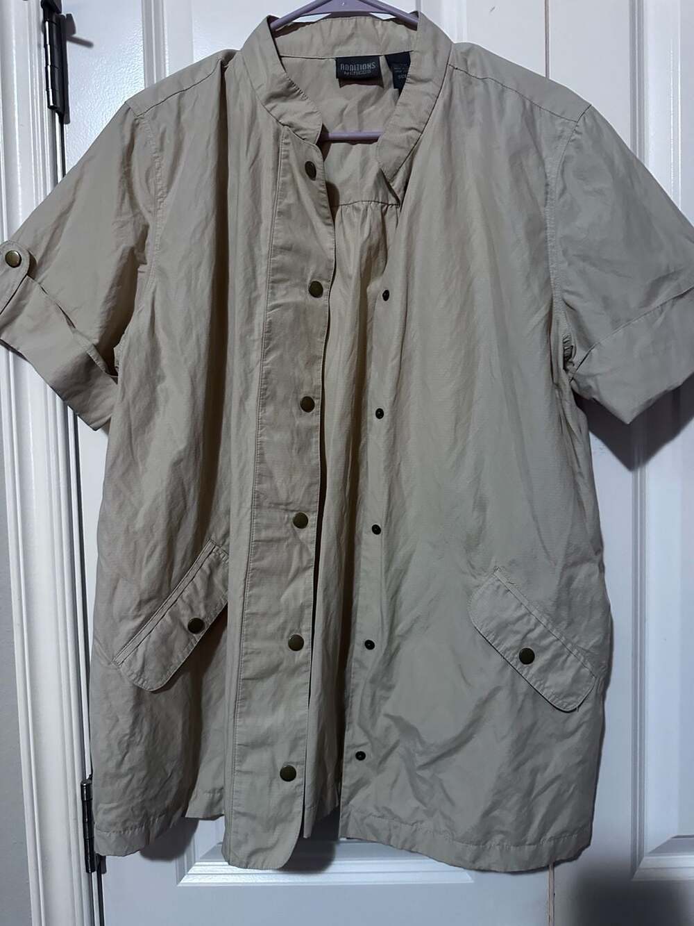 Additions by Chico's Tan Utility Snap Front Shirt Jacket